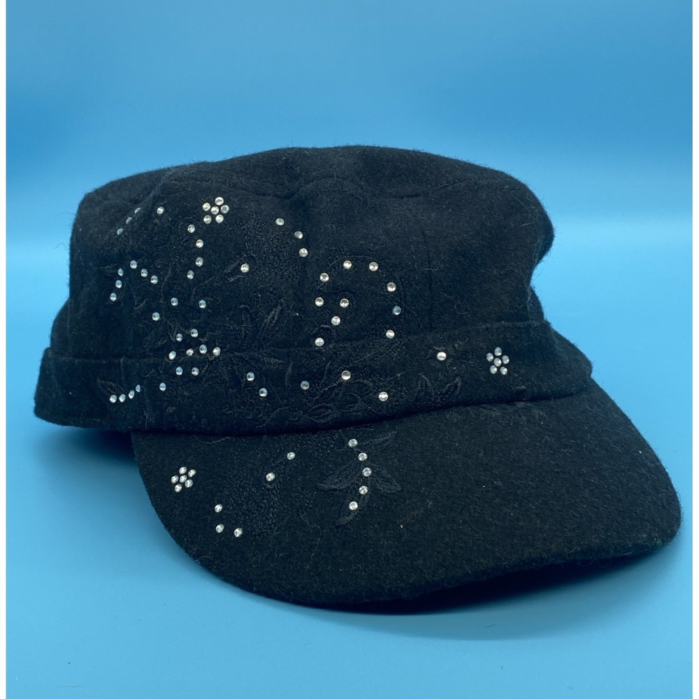Scala Pronto*Womens Wool Blend Hat/Cap*Embellished Embroidered* - Used 45% Wool